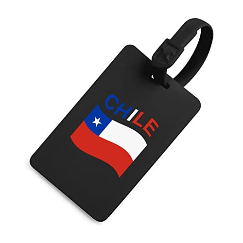 Etiquetas de equipaje elegantes de la bandera de Chile para maletas, etiquetas de identificación de equipaje de viaje, accesorios de viajeros, estilo negro
