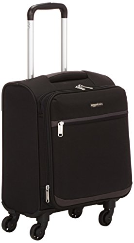 Amazon Basics - Maleta blanda con ruedas giratorias, 47 cm, para equipaje de mano, Negro