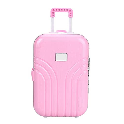 Wakects Maleta de viaje para muñecas, maleta con ruedas de tamaño mini con maleta abierta y cerrada, rosa