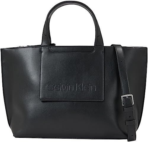 Calvin Klein Mujer Bolso Tote mediano, Negro (Ck Black), Talla Única