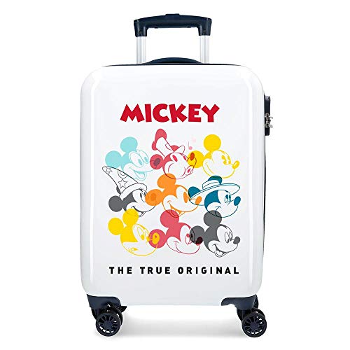 Disney Mickey Magic Maleta de cabina Blanco 37x55x20 cms Rígida ABS Cierre combinación 33L 2,8Kgs 4 Ruedas Dobles Equipaje de Mano
