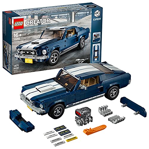 LEGO 10264 Icons Ford Mustang, Azul, Maqueta para Construir Adultos, Réplica de Coche Coleccionable, Años 60, Idea de Regalo Personalizable
