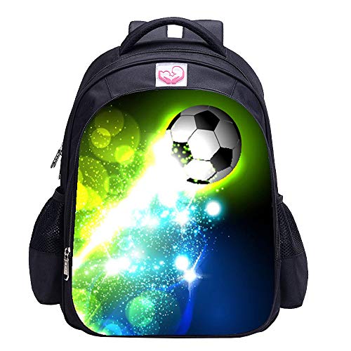 Mochila de fútbol para niños, mochila de fútbol con estampado de fútbol, mochila escolar, Talla única