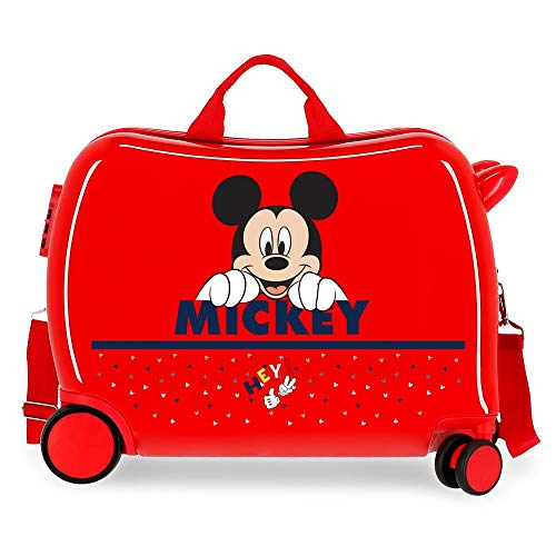 Disney Happy Mickey Maleta Infantil Rojo 50x38x20 cms Rígida ABS Cierre combinación 3,1Kgs 4 Ruedas Equipaje de Mano